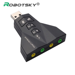 Robotsky Livestream Lossless Headset Mixer Digita Webcast Creative Usb Sound Card External virtual 7.1 ch Channel USB 3D audio dual Sound Card adapter for PC Computer gaming