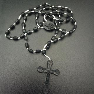 Cross Necklace Religious Catholic Plastic Rosary Necklace (9)