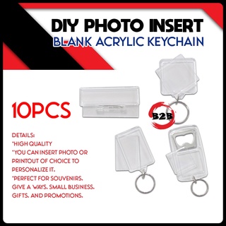 10 pcs Insertable Blank Acrylic Photo Insert Keychain Rectangle Square Nameplate bottle opener