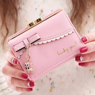New style wallet female Korean short cute cat wallet mini folding wallet (1)