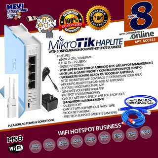 [Pack8] Piso Wifi Hotspot Business Config Ready (voucher type) w/ AP Outdoor wireless Comfast
