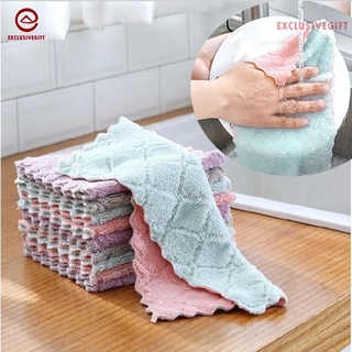 Kitchen Towel Dishcloth Nonstick Oil Microfiber Coral Fleece Super Absorbent Towels Thickened Rag 1pc