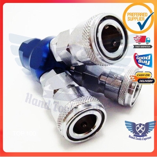 Pneumatic 3 / 2 Way Compressor Air Hose Line Coupler Connector Fitting 1/4 Quick Connect Release
