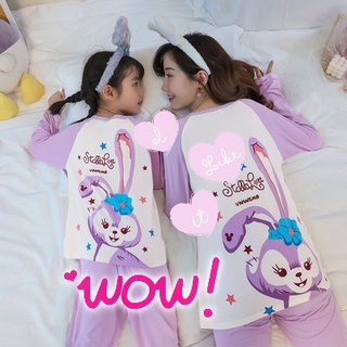 Stella Lou Family Sleepwear Kids Cartoon Pikachu Designs Long Sleeve Pyjamas Family Solid Color Pajamas Set Homewear