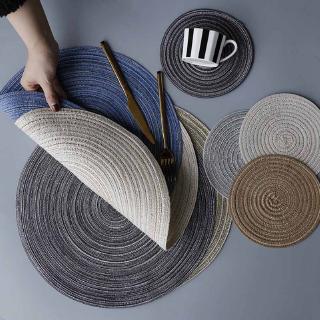1pcs Round Table Ramie Insulation Pad Solid Placemats Linen Non Slip Table Mat Kitchen Accessories