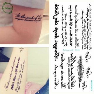 CF 3pcs Sheet English Words Tattoo Sticker Letters Pattern Removable Temporary Tattoo Body Art Sticker