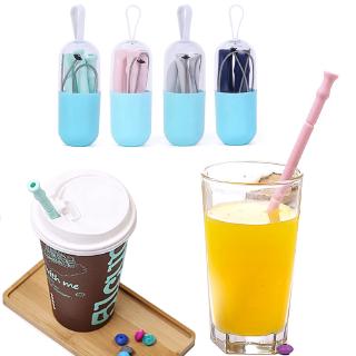 Eco Reusable Straws Collapsible Silicone Drinking Straw Set