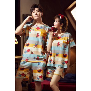 100% Cotton Short sleeved shorts suit home service Sleepwear Couple men's pajamas women's pajamas Winnie the Pooh (9)