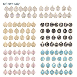 TAK 26Pcs Alphabet Letter Enamel Charms Double Sided Initial Pendant A-Z Alphabet Charm for Necklace Bracelet Jewelry Making
