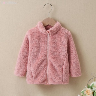 Warm Fur Solid Baby Girl and Toddler Girl Pink Coat for Winter