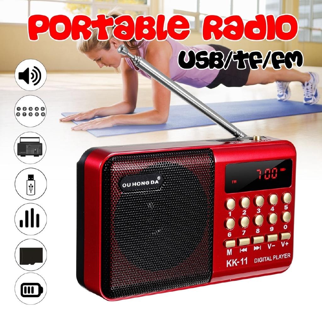 Mini Portable Rechargeable Radio Handheld Digital FM USB TF MP3 Player Speaker eNUv