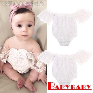℡☏BBY-Toddler Baby Girls Lace Off Shoulder Romper Bodysuit