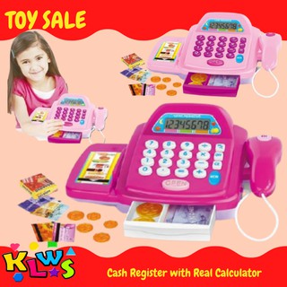 KLWS - Cash Register with Real Calculator Cashier Pretend Play Toys for Kids Toys for Girls Toddler