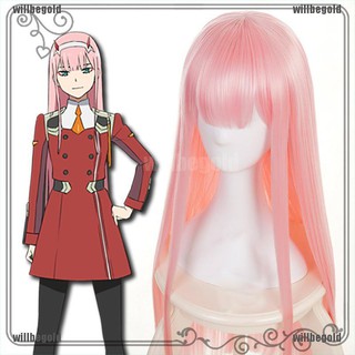 willbegold Anime Cartoon Characters Zero TWO 02 Pink Long Straight Wig Cosplay Party