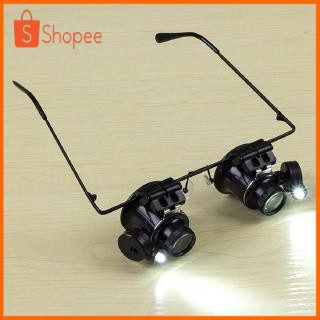 【In stock】20X Glasses Type Binocular Magnifier Watch Repair Tool with Two LED Lights