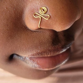 2021 Copper Wire Spiral Fake Piercing Nose Ring Punk Clip Nose Ring Cuff Body Jewelry