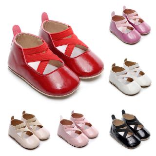 Toddler Kids Baby Girls Boys Cute Solid Firstwalk Cross Tie Casual Shoes