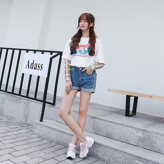 （J012#)2019 summer new in Korean version of the punching movement breathable white shoes (7)
