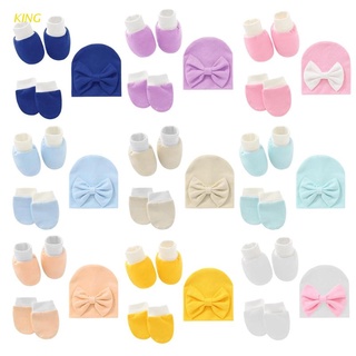 KING Baby Socks Gloves Hat Set Anti-scratch Breathable Elasticity Protection Face Mittens Newborn Shower Gift