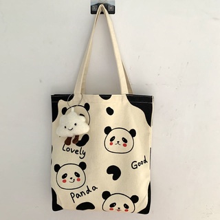 【Canvas Tote Bag】Ins Canvas Bag Women's Single Shoulder Summer Literature and Art Cute Large-capacity Students In Class and Work Bag Bag 2021 New