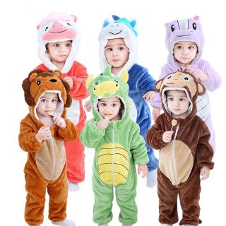 Cartoon Animal Romper Jumpsuit Cosplay Costume Pajamas Flannel Nightwear for Baby Kids
