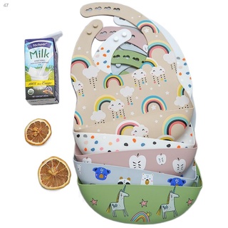 (Sulit Deals!)ஐ✴Bollie Baby Patterned Silicone Feeding Bib with Food Catcher and Adjustable Snaps BP