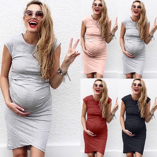 Dress For Pregnant Women Pregnancy Women Fashion Solid Color Sleeveless Maternity Pregnat