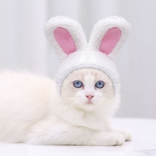 Adjustable Cat Hat Dog White Rabbit Cute Warm Comfortable Cotton Wool Hair Tie Small and Medium-sized Dog Headgear (3)