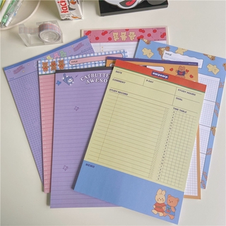 Ins wind cute bear B5 memo note paper students' creative note week plan to recite words note book