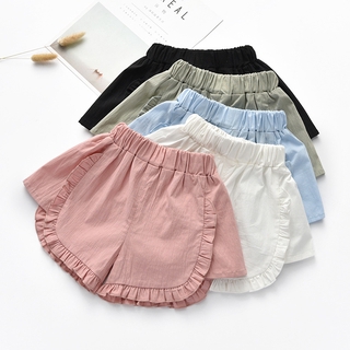 Kids Girl Casual Short Pants Children Solid Color Ruffles Shorts