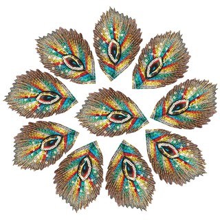 10Pcs Rainbow Embroidery Peacock Feather Sew Iron On Patch Badge Bag Hat Jeans Jackets Applique