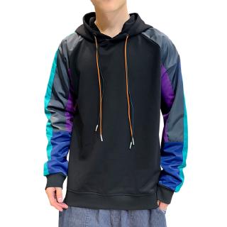 Hoodies Mens Spot photo of Hooded Sweater cover long sleeve cap t color patchwork sweater casual sweater spring casual patchwork sweater young men's casual personality color contrast patchwork Hooded Jacket young men's fashion