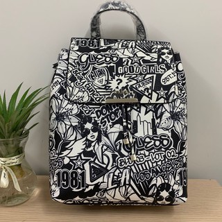 Ready Stock Guess Backpack graffiti backpack 1130019 （can fit 13 Inch）