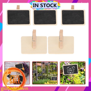 Globedealwin 50Pcs Innovative Mini Blackboard Clip Wood Message Board Label Marking Tool Decoration
