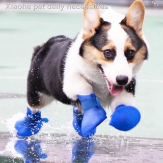 ❅﹊❃[Crazy Pet]Pet Dog Four Seasons Waterproof Rain Shoes Non-Slip Soft Silicone Rain Boots Walk Shoe (1)