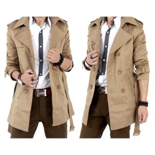 ready stock Men 's Winter Slim Double Breasted Trench Coat Jacket Outwear