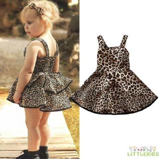 ★HZLNewborn Toddler Kids Baby Girl Sleeveless Tutu Dress Leopard Print Party Dresses Princess Sundress Summer Clothes