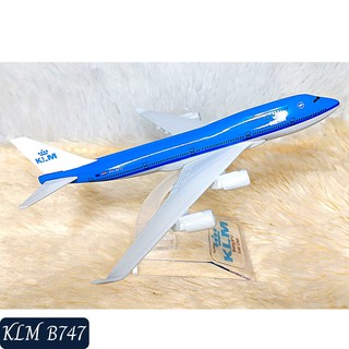 KLM Diecast Airplane Boeing B747 with Stand Label