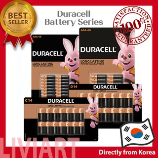 [Duracell] Long Lasting Alkaline Battery Type AA 40ct, AAA 40ct, D 14ct, C 14ct Batteries from Korea