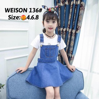 Korean fashion denim dress for kids/dress for girls (1)