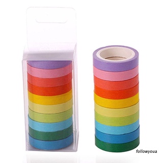 folღ 10Pcs/Lot Macarons Masking Washi Tape Set DIY Craft Decor Scrapbooking Tape for Diary Album Stationery School Supplies 10color