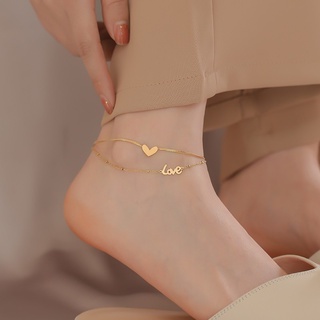 Korean Titanium Steel Anklet Does Not Fade 18K Gold Plating Double Layer Anklet Female