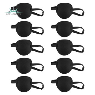 10 Pack Adult Kid's Black Elastic Strabismus Adjustable Pirate Patch Single Mask with Buckle for Amblyopia Lazy Eye Patches (Black)