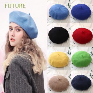 FUTURE Solid Color French Winter Warm Beanie Baggy Wool Beret Cap