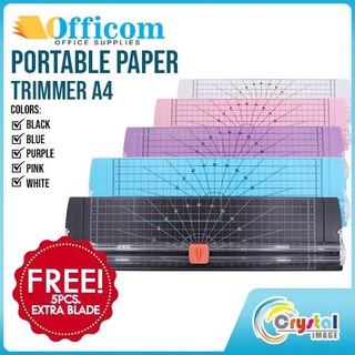 【Available】Officom Portable Paper Trimmer Paper Cutter A4 with FREE 5 EXTRA BLADE