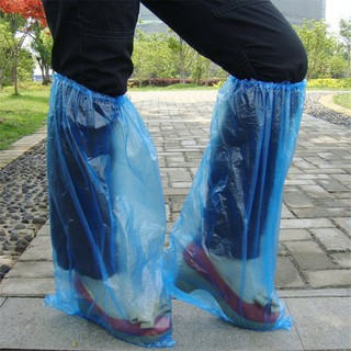 【Sell well】100 pcs Disposable Shoe Covers Blue Rain Shoes and Boots Cover Plastic Long Shoe Cover