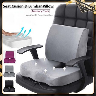 Memory Foam Seat Cushion/Lumbar Pillow Relieve Hemorrhoids/Back Pain For Home/Office/Car