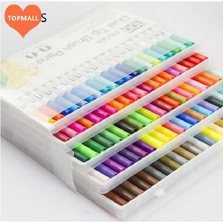 【cod】12/64/100 Colors Dual Tip Marker Pens Watercolor Dual Brush Pen (1mm-2mm) (2)