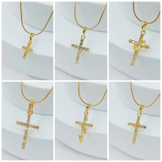 18k Gold Cubic Zirconia Studded Cross Pendant Necklace Accessories for Women(Tala by Kyla Inspired)