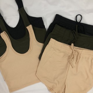 Sleeveless Crop Top and Shorts Coords [Loungewear Set] [Pambahay Terno]